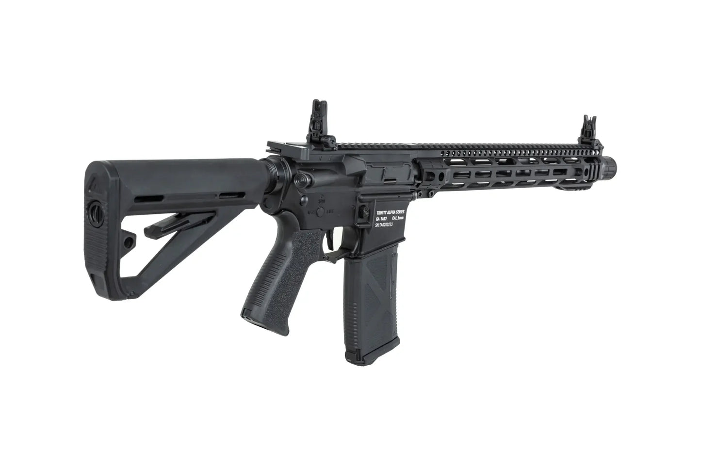 AEG TRINITY ARMAMENT GA-TA02 fusil airsoft électrique noir avec crosse réglable et rail supérieur
