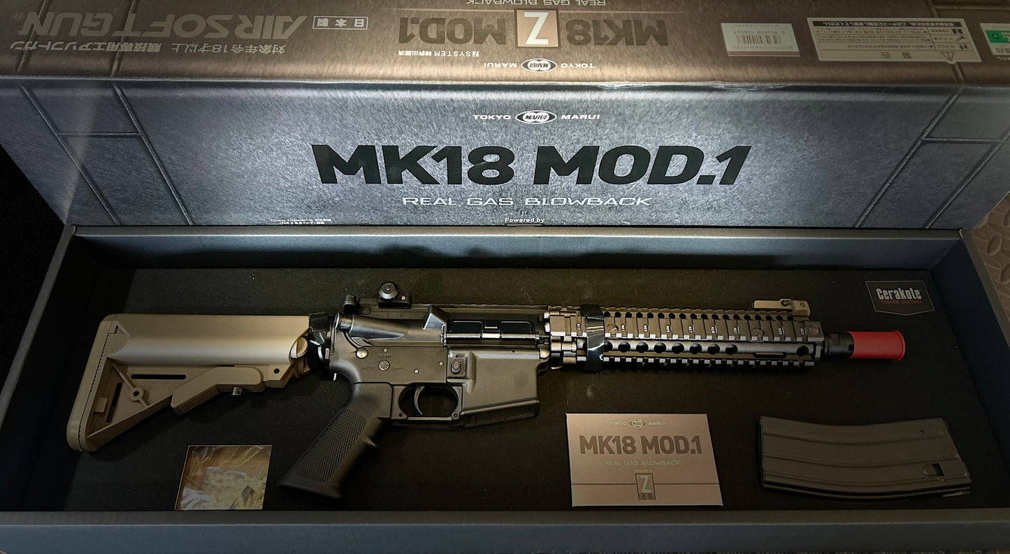 TOKYO MARUI MK18 MOD1 GBBR MWS (SYSTEME ZET) AVEC REVÊTEMENT CERAKOTE AIRSOFT USAGE