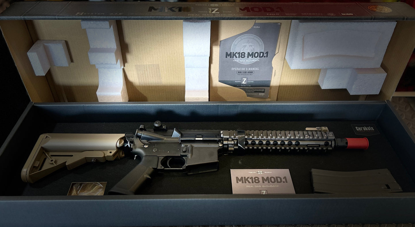 TOKYO MARUI MK18 MOD1 GBBR MWS (SYSTEME ZET) AVEC REVÊTEMENT CERAKOTE AIRSOFT USAGE