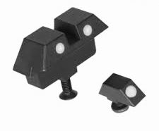 District Airsoft black front and rear glock sight set with white dot inserts and mounting screws
