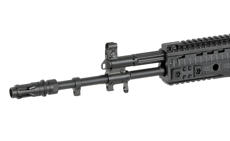AEG ak12 airsoft gun barrel and front rail system by WELL PRO in black finish