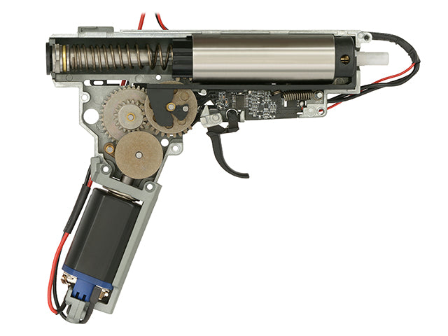 Internal mechanism of WELL PRO AEG showing gears spring and motor for ak12 airsoft