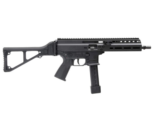 ARCHWICK B T GBBR Black airsoft rifle side view with folding stock and tactical design apc9 tan airsoft