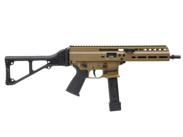 ARCHWICK B T GBBR apc9 tan airsoft gun with tan body and black stock and grip