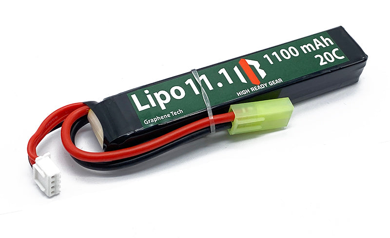 Batterie lipo 11.1V 1100mAh 20C de HIGH READY GEAR avec connecteurs rouge et blanc