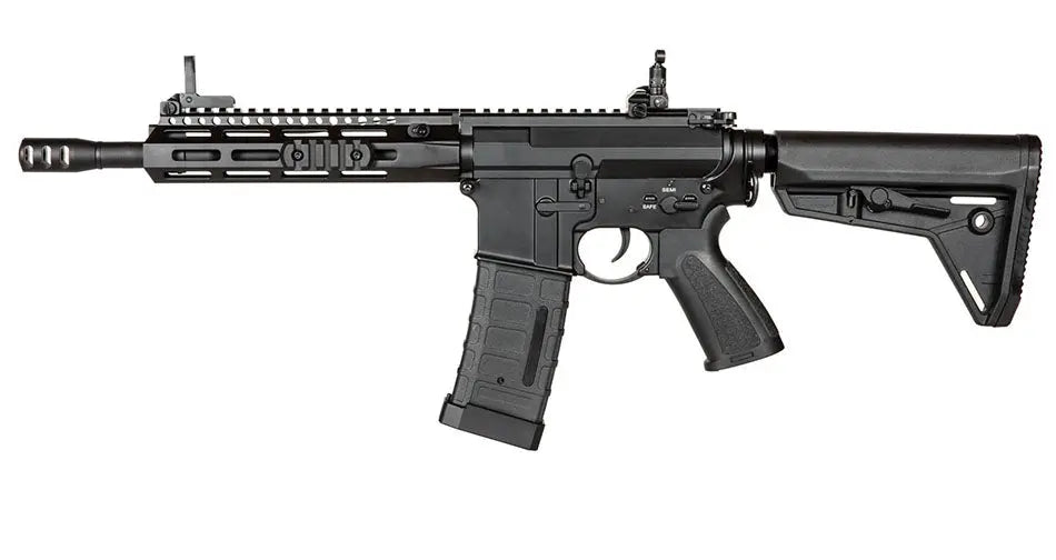Fusil TTI 058M airsoft AEG BLACK DOUBLE BELL avec crosse réglable et chargeur amovible