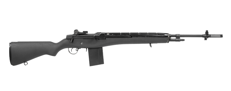 G&G GR14 M14 AEG AIRSOFT rifle with black stock and metal barrel on black background