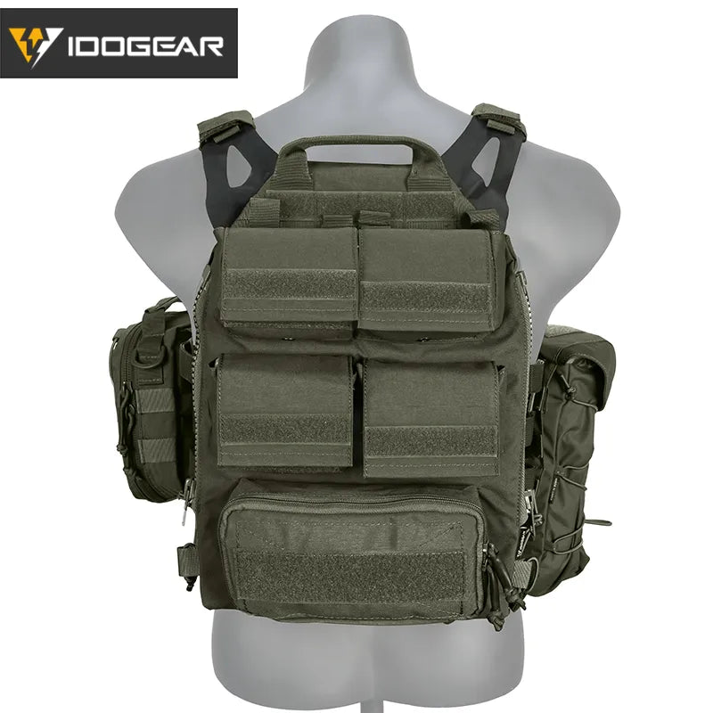 Vêtement tactique IDOGEAR chesplate jpc2 vert avec multiples poches et sangles ajustables