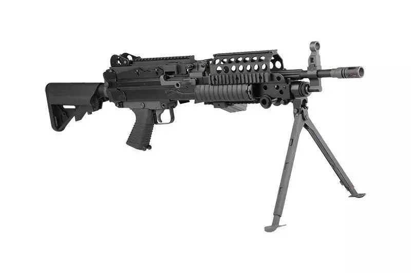 CLASSIC ARMY MK46 AEG AIRSOFT machine gun replica with bipod and adjustable stock in black
