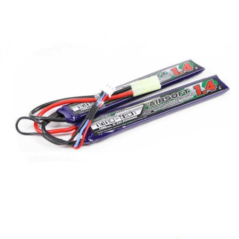 Turnigy airsoft lipo battery 7.4v 1400mah slim twin stick pack with balance connector and power leads