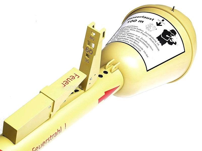 6MM PANZERFAUST AIRSOFT launcher replica with detailed markings and beige finish