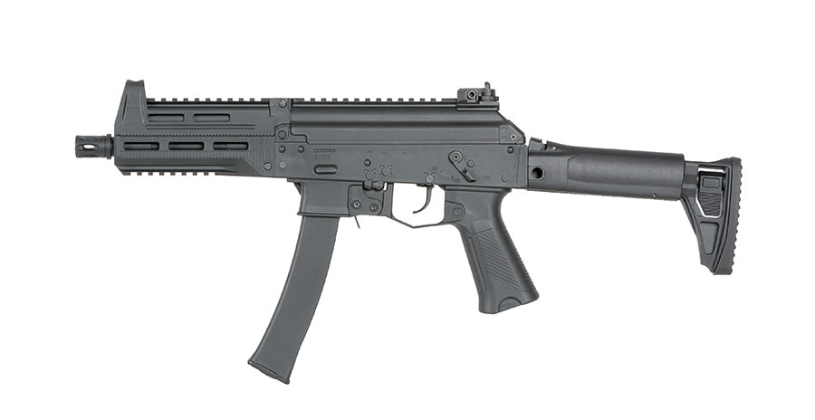 Fusil mitrailleur ppk-20 airsoft noir de la marque WELL PRO avec crosse ajustable