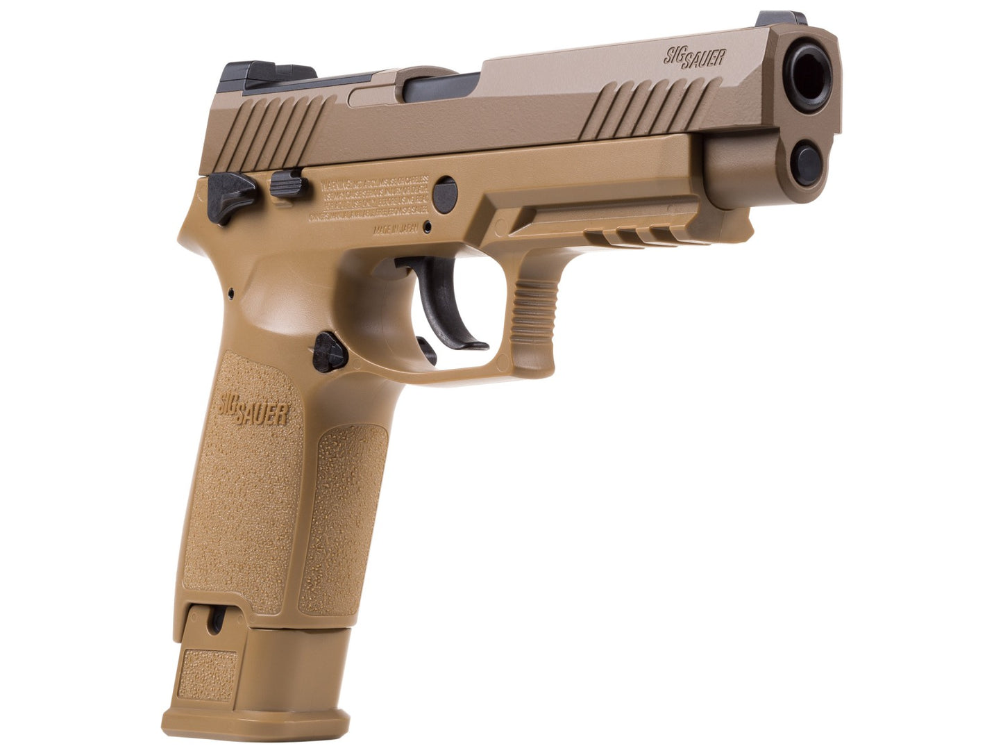 SIG SAUER tan pistol model sig m17 airsoft with textured grip and modern design