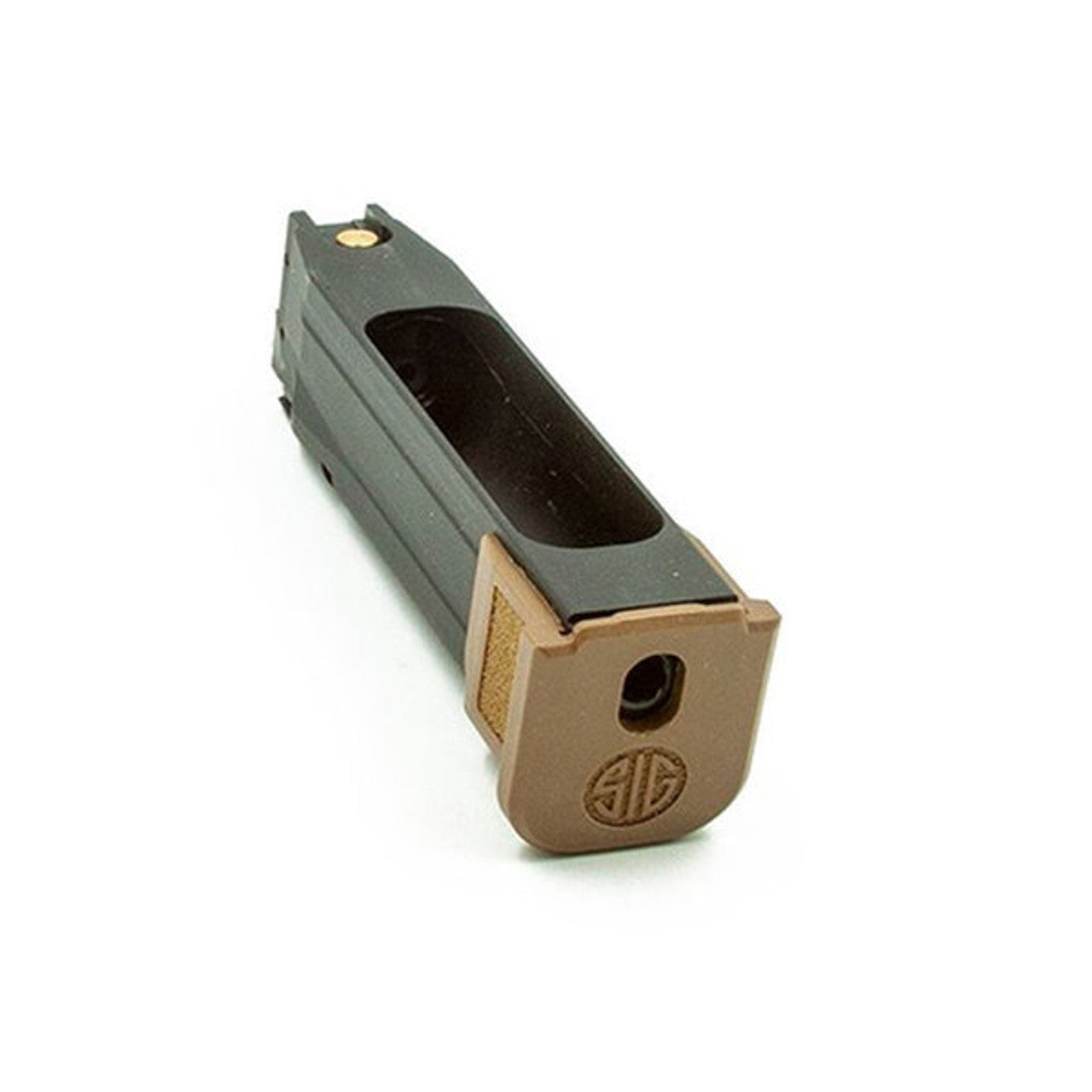 SIG SAUER m17 MAG AIRSOFT magazine accessory with tan baseplate for airsoft pistols