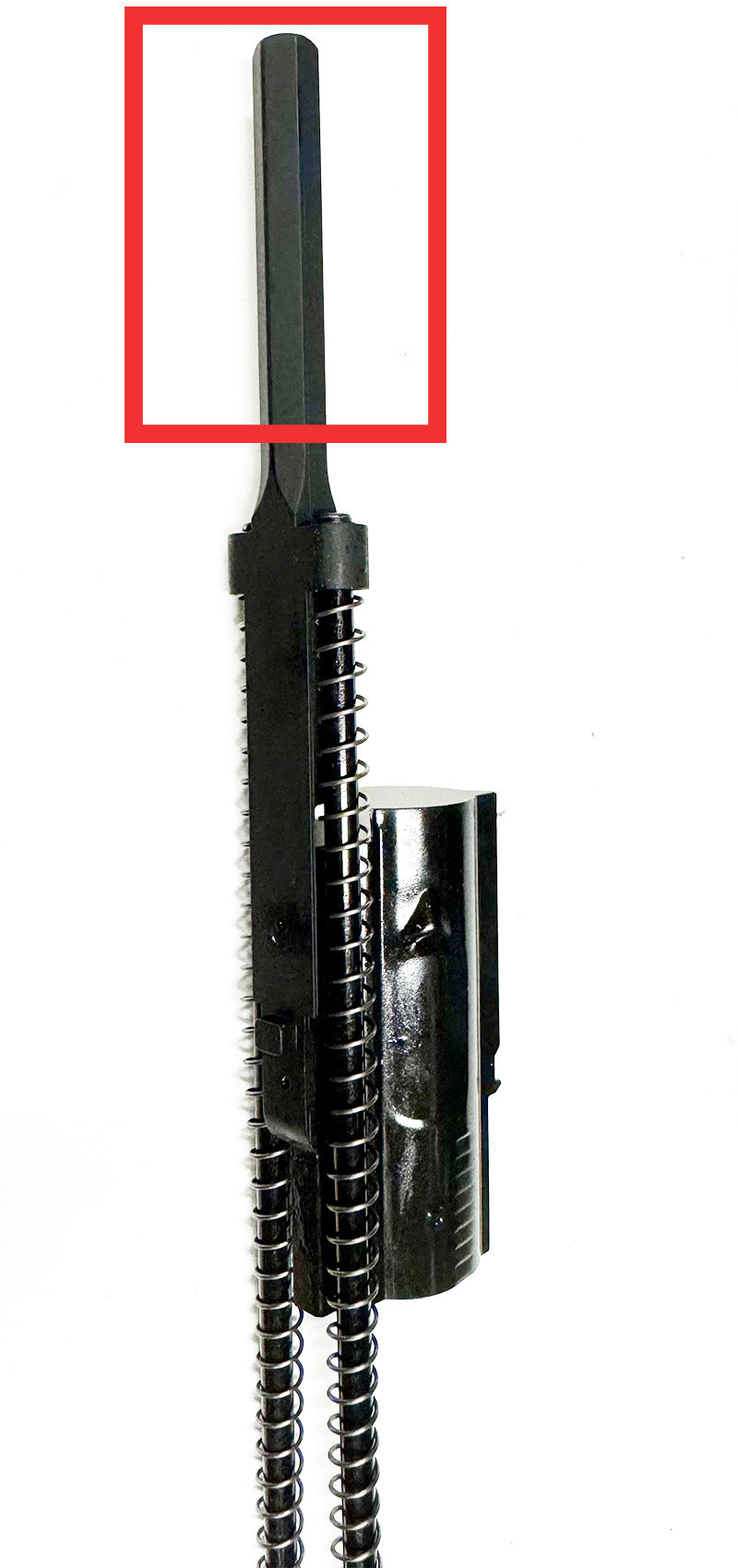 E C AEG replacement charging rod and spring guide assembly in black for SIG MCX Virtus airsoft rifle
