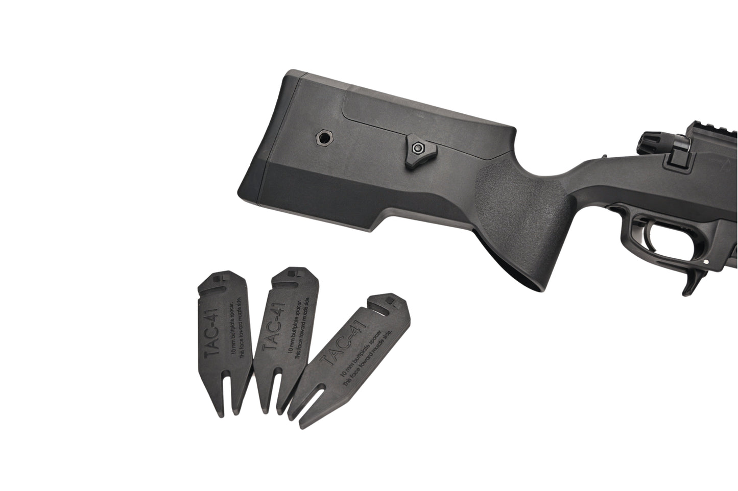 SILVERBACK TAC-41P SPORT sniper rifle stock and three adjustable cheek risers in black