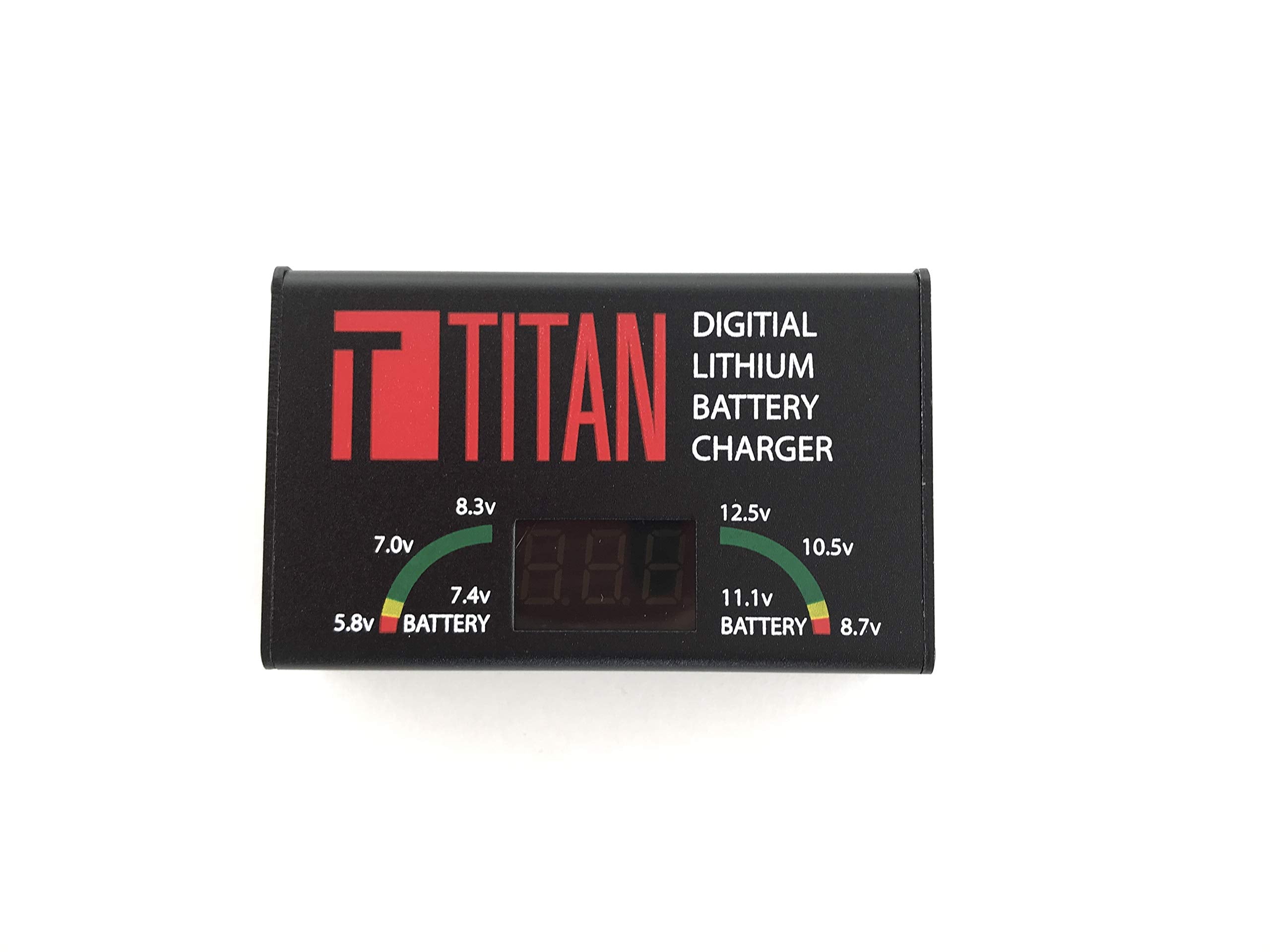 Titan LiPo battery charger digital front panel with LED display and voltage indicators for RC batteries