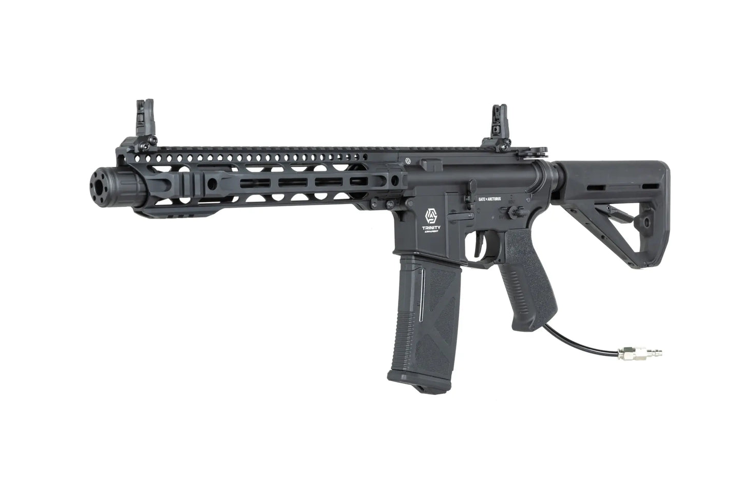 Réplique airsoft noire TRINITY ARMAMENT GA-TA01P de type HPA avec crosse réglable