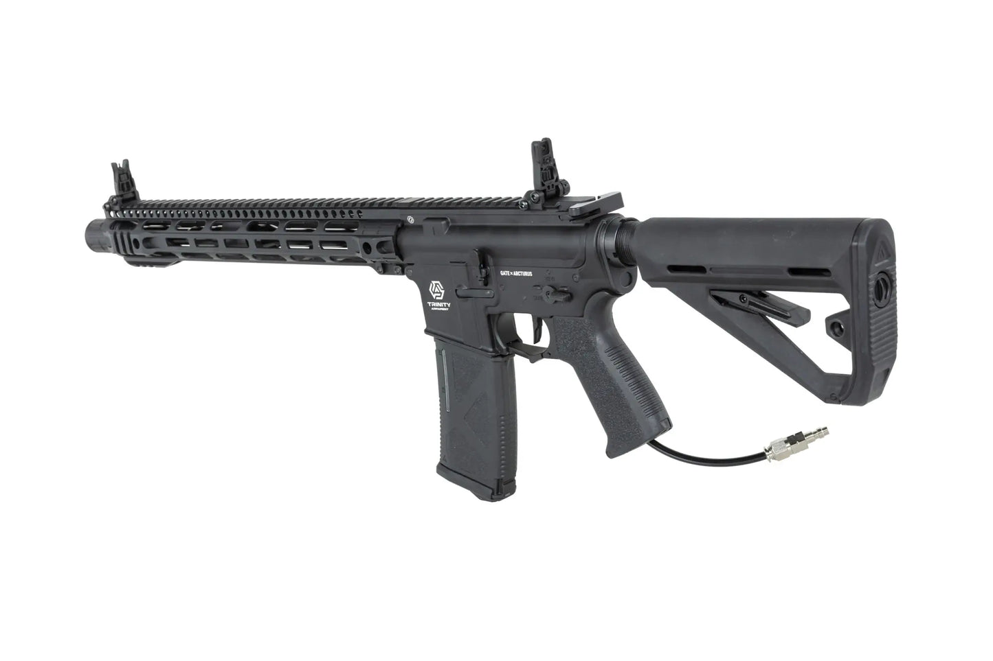 Réplique HPA Trinity Armament ga-ta02p noire avec crosse réglable et rail supérieur