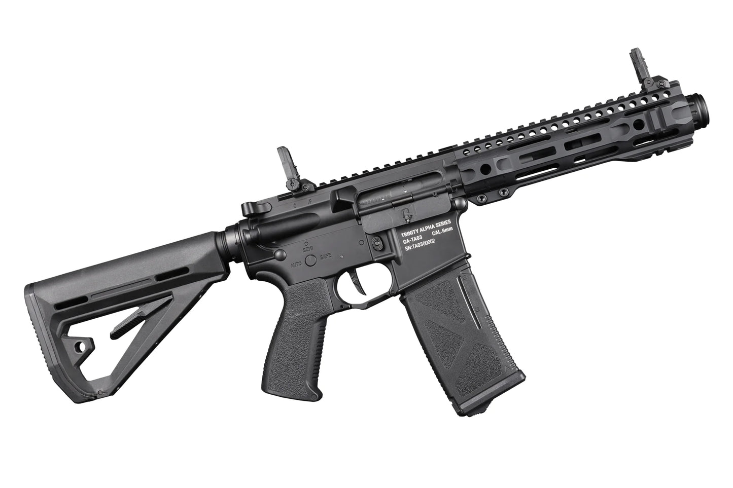AEG TRINITY ARMAMENT GA-TA03 carabine airsoft noire avec crosse réglable et chargeur haute capacité