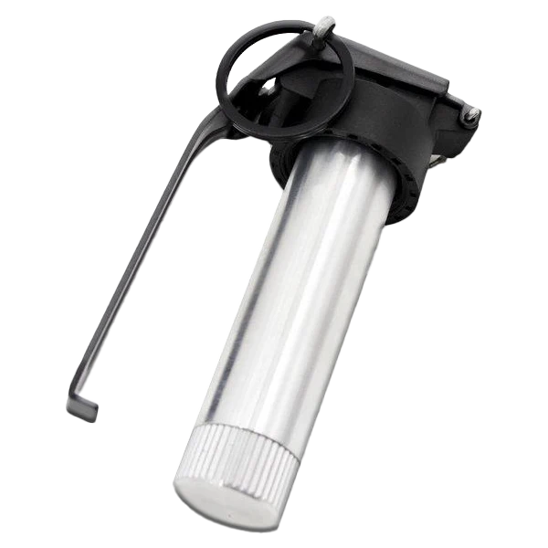 Valken grenade thunder silver aluminum body with black safety lever and pin for explosive use