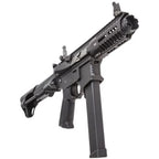 G&G CM16 ARP9 airsoft gun black AEG with extended magazine folding stock and MLOK handguard