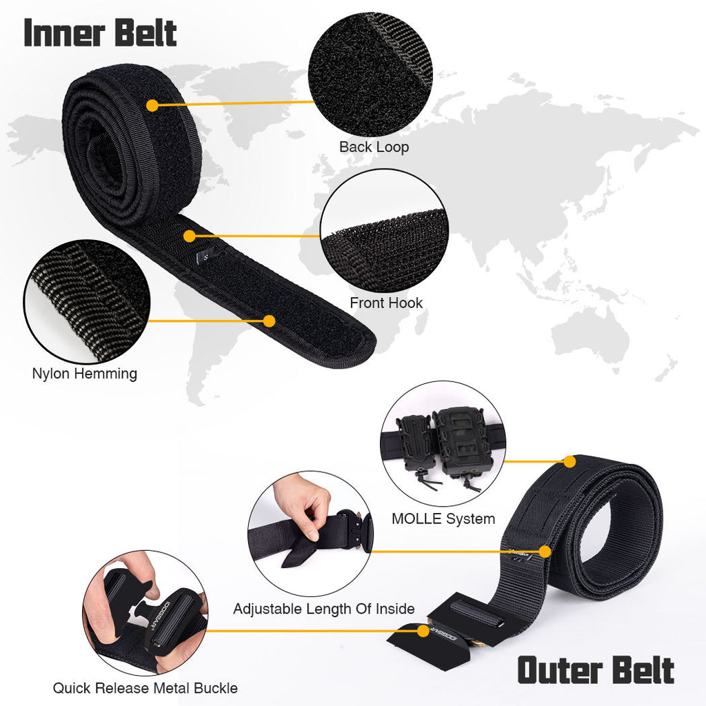 IDOGEAR 2 INCH BELT, QUICK RELEASE METAL BUCKLE.