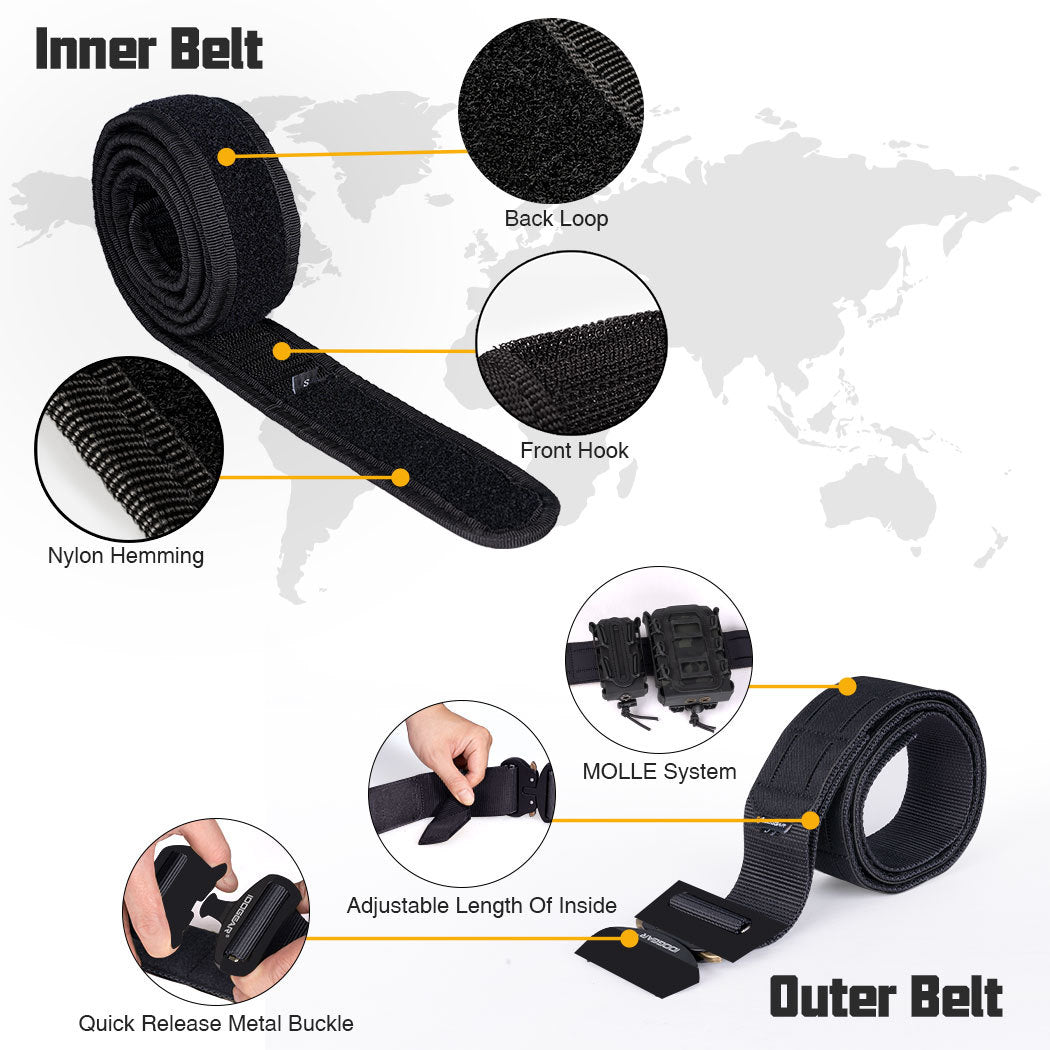 IDOGEAR 2 INCH BELT, QUICK RELEASE METAL BUCKLE.