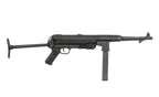 AGM MP40 AEG AIRSOFT gun with black finish and folding stock for realistic airsoft gameplay