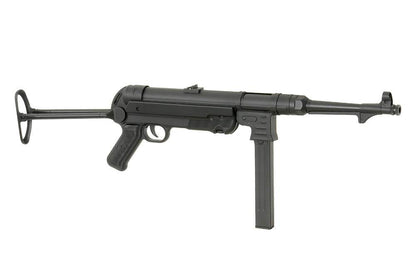 AGM MP40 AEG AIRSOFT black replica submachine gun with folding stock and long magazine