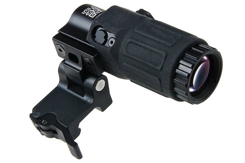 Holy Warrior airsoft magnifier with flip mount designed for enhanced target visibility in shooting sports
