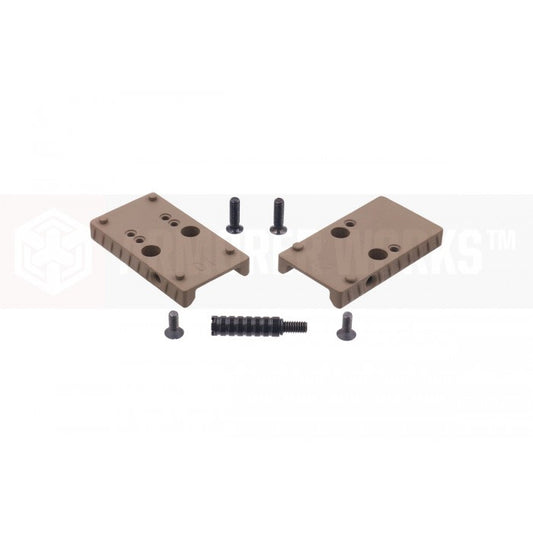 CANIK airsoft optic plate set with two tan mounting plates and screws for accessories