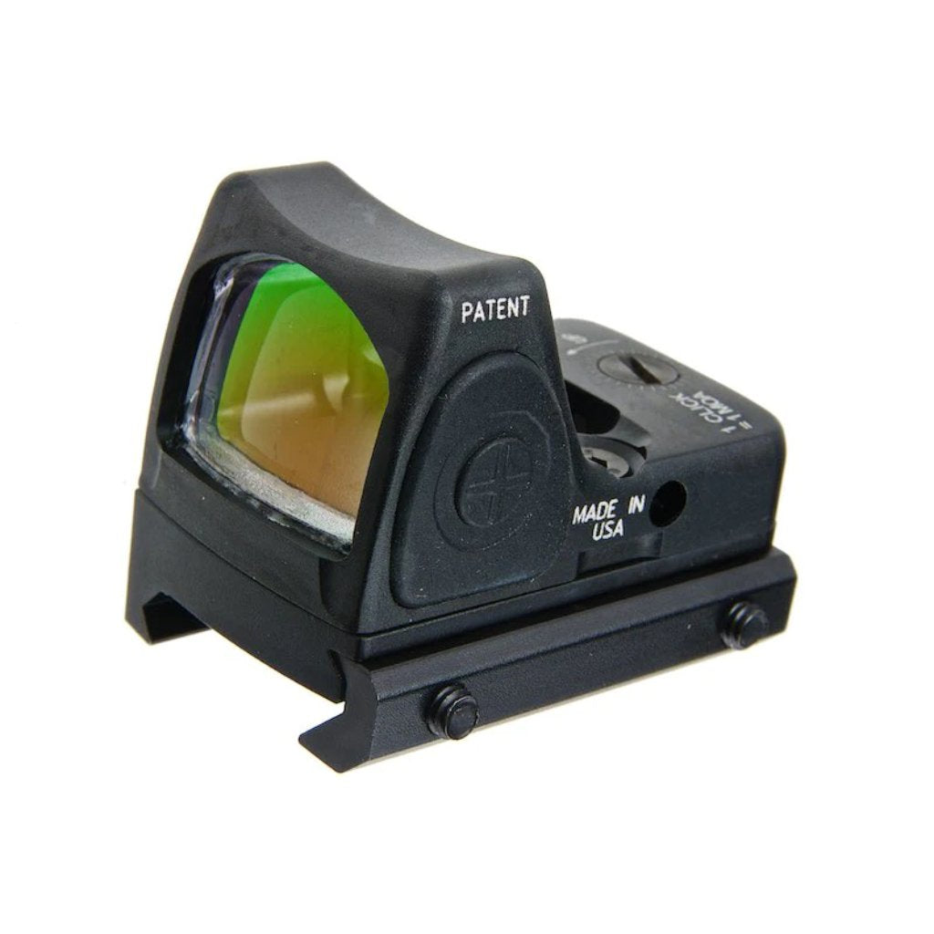 HOLY WARRIOR airsoft red dot sight with green lens, designed for precision targeting and accuracy