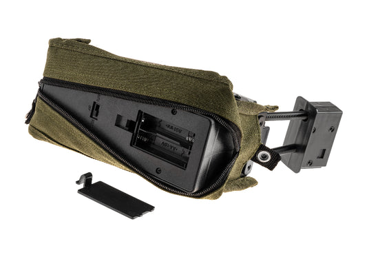 S&T M249 box magazine 2000 rounds olive drab canvas ammo pouch with plastic feed tray and zipper