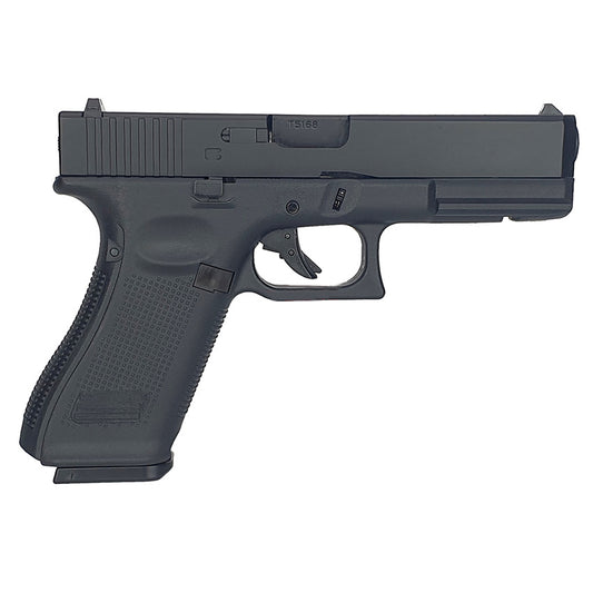 E and C PISTOLET GLOCK GEN 5 GBB black full size gas blowback pistol side profile with textured grip