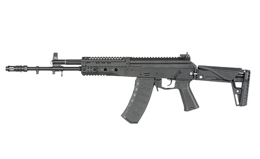 WELL PRO AEG ak12 airsoft rifle in black with tactical design and adjustable stock