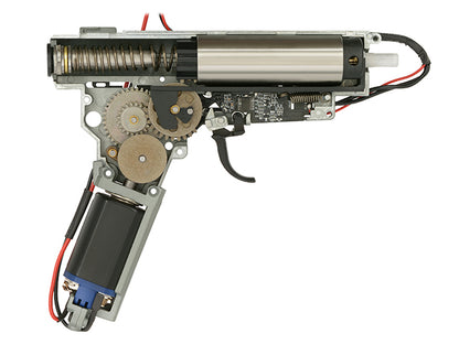 Internal mechanism of WELL PRO AEG showing gears spring and motor for ak12 airsoft