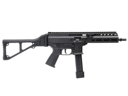 ARCHWICK B T GBBR Black airsoft rifle side view with folding stock and tactical design apc9 tan airsoft