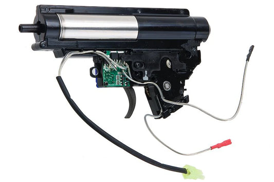 ARES ares gearbox v2 efcs black metal gearbox shell with wiring and electronic components