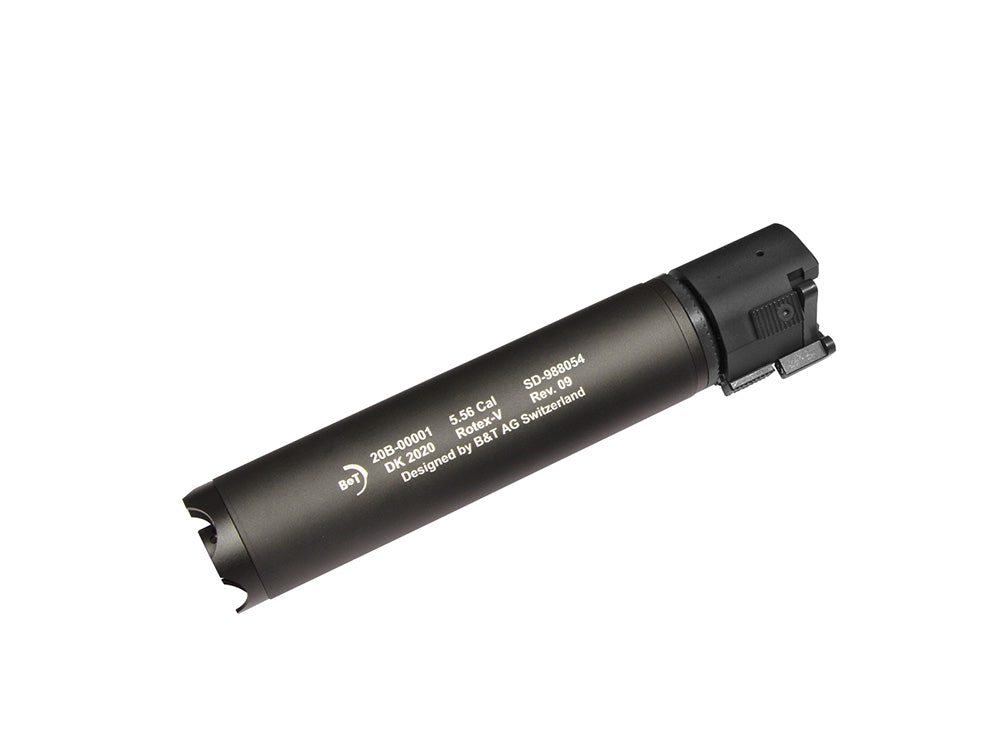 ASG B&T Rotex-V Barrel Extension in black with integrated sight for enhanced firearm performance