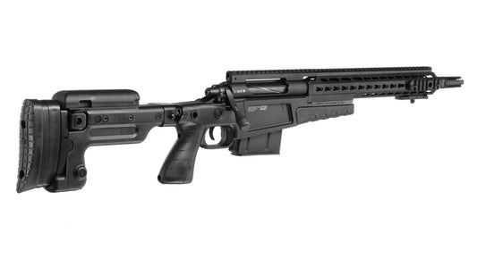 ASG MK13 sniper rifle with adjustable stock and tactical rail system in black finish