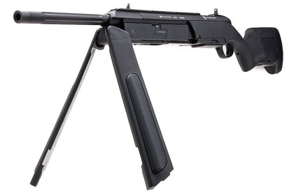 ASG STEYR SCOUT sniper rifle with black finish and folding bipod stand for precision shooting