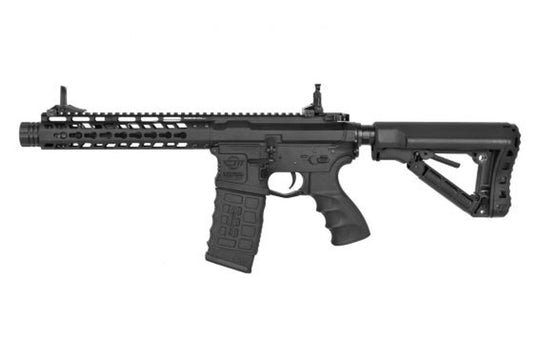 District Airsoft wild hog 9 AEG black tactical rifle with M lok handguard collapsible stock