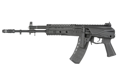 Réplique airsoft ak12 gbbr WELL PRO en noir avec chargeur transparent et détails réalistes