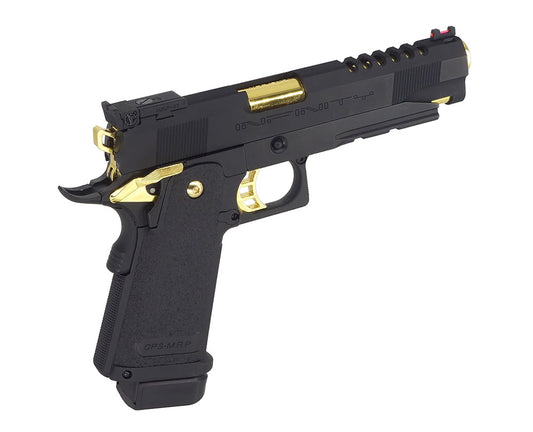E&C PISTOLET E&C hi-capa gbb black and gold gas blowback pistol with detailed grip