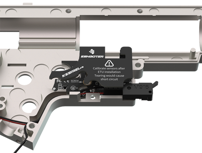 KESTREL eshooter mosfet installed inside electronic device showing wiring and sensor calibration label