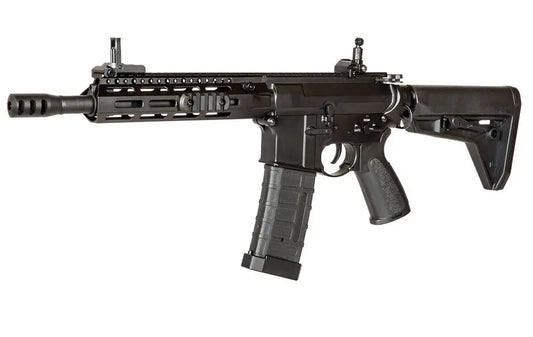 Fusil TTI 058M airsoft AEG DOUBLE BELL noir avec crosse réglable et chargeur transparent