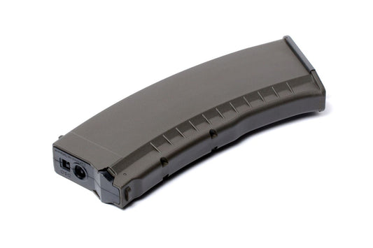 G&G MAG GK74 120 round airsoft magazine in dark olive polymer curved design for AK style airsoft rifles