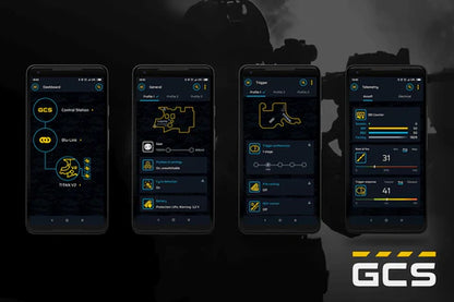 Interface mobile de GATE PULSAR D montrant le tableau de bord et les réglages détaillés du contrôle interne