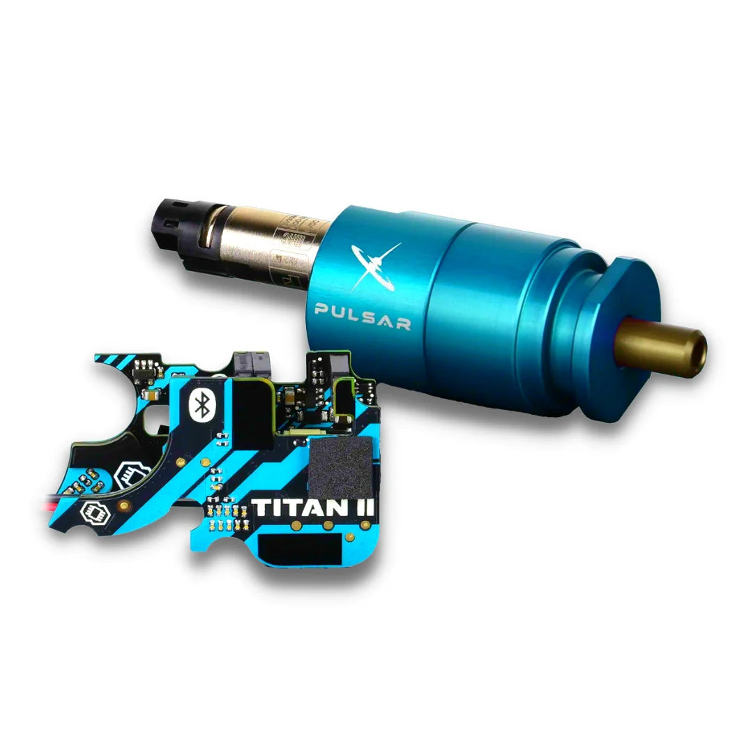 Composant interne GATE PULSAR S bleu métallisé avec circuit imprimé TITAN II pour pistolet airsoft